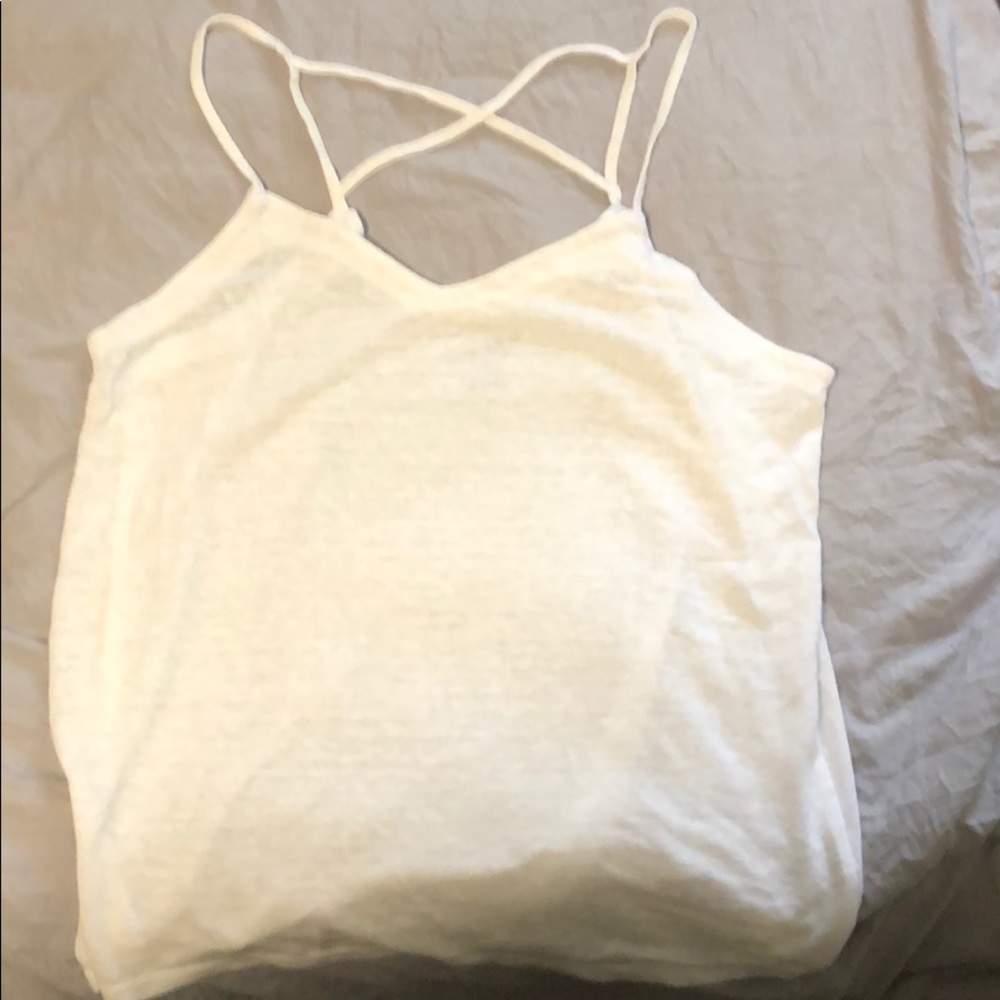 white tank top w/ crisscross straps